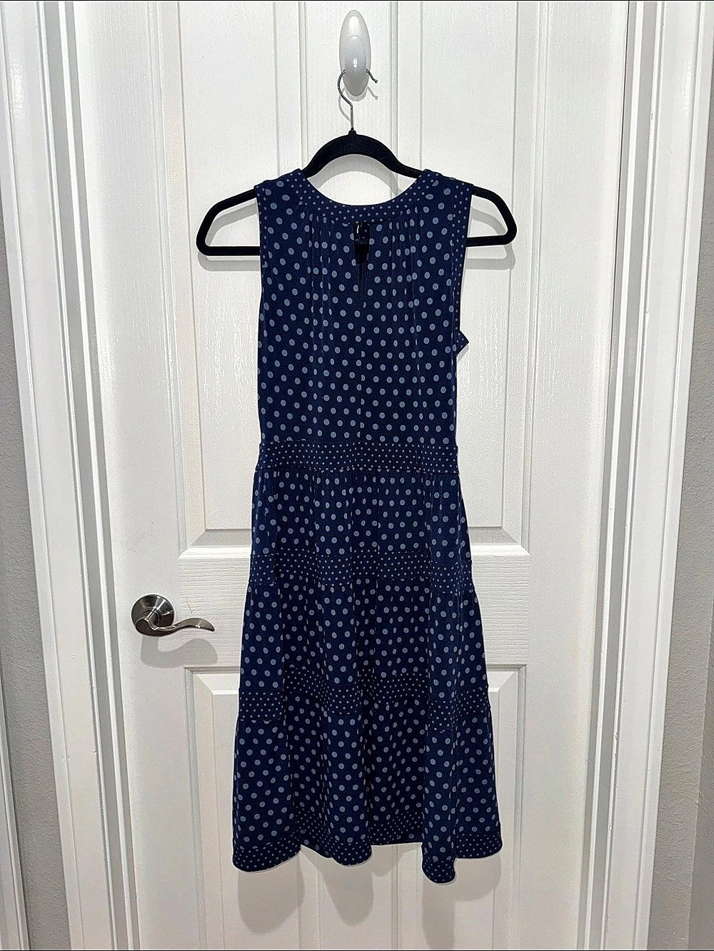Michael Kors Polka Dot Midi Dress in Blue & White Size XS Like New